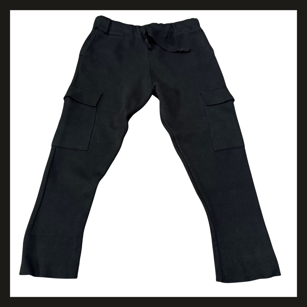 ZARA Knit Women’s Black Heavyweight Cargo Joggers Pants Size S Pull On. EUC